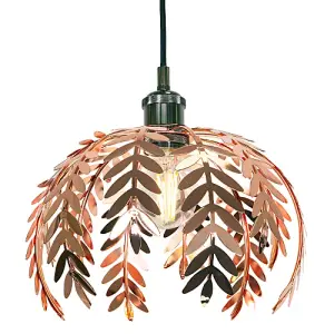 Traditional Fern Leaf Design Ceiling Pendant Light Shade in Shiny Copper Finish