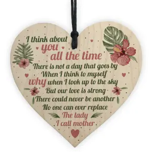 Red Ocean Mum Memorial Gifts Wooden Heart Grave Plaque Tribute Sign Mum Birthday Gifts For Her