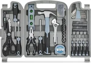 54 Piece Household DIY Tool Kit Set. Blue Hand Tools For Home Repair In