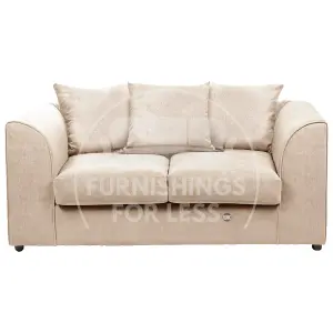 Casper Soft Chenille Fabric Fabric 2 Seater Sofa Beige - Scatter Back