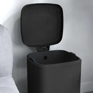 HOMCOM 20L Kitchen Pedal Bin, Metal Rubbish Bin with Soft-close Lid, Black