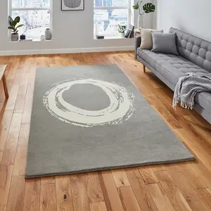 Grey Rug Handmade Luxurious Modern Plain Wool Abstract Rug For Bedroom & Living Room-150cm X 230cm