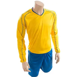 L ADULT Long Sleeve Marseille Shirt & Short Set YELLOW/BLUE 42-44" Football Kit