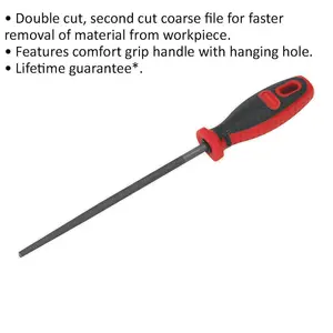 200mm Round Engineers File with Comfort Grip - Double Cut Coarse Tool for Precision Work