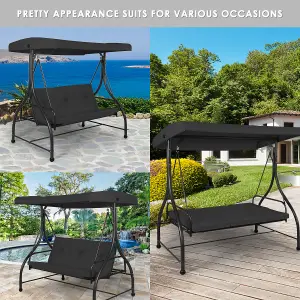 Costway Garden Patio Swing Chair 3 Seater Hammock Bench Convertible Canopy Cushion Seats