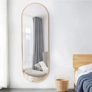 Gold Oval Wall Mounted Framed Full Length Mirror Dressing Mirror 50 x 150 cm