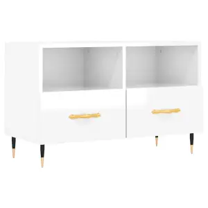 Berkfield TV Cabinet High Gloss White 80x36x50 cm Engineered Wood