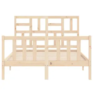 Berkfield Bed Frame with Headboard Small Double Solid Wood