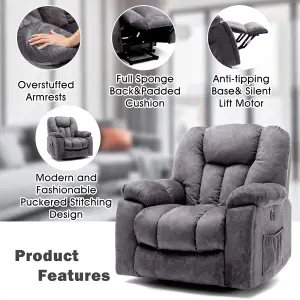 Power Massage Lift Recliner Chair with Heat and Vibration and Safety Motion Reclining Mechanism