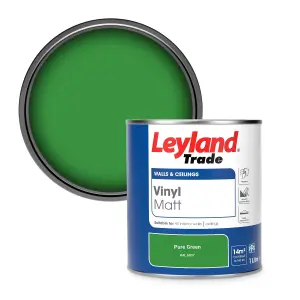 Leyland Trade Vinyl Matt Walls & Ceilings Emulsion Paint Pure Green (RAL 6037) 1L