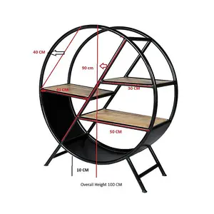 Cosmo Round Bookcase - Wood - L33 x W90 x H100 cm