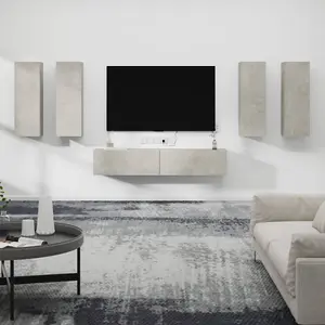 Berkfield 6 Piece TV Cabinet Set Concrete Grey Engineered Wood