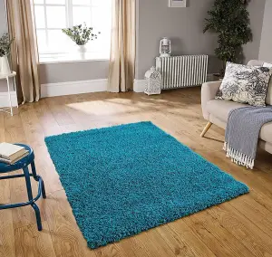 Teal Blue Shaggy Area Rug Elegant and Fade-Resistant Carpet Runner - 120x170 cm