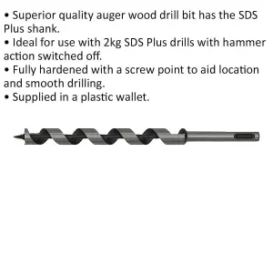 16mm x 235mm SDS Plus Auger Wood Drill Bit - Durable and Efficient Drilling Tool