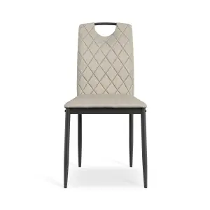 Set Of 4 Monza Fabric Dining Chair Modern Padded Seat Metal Legs Kitchen (Beige)