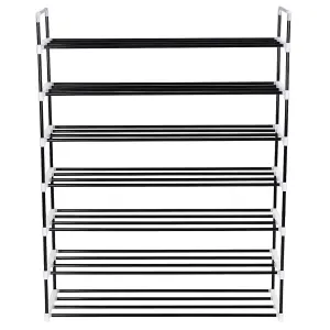 Berkfield Shoe Rack with 7 Shelves Metal and Plastic Black