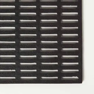 Homescapes Black Grid Rubber Door Mat 61 x 38 cm