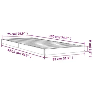 Bed Frame Solid Wood Gray / Small Single (2'6)