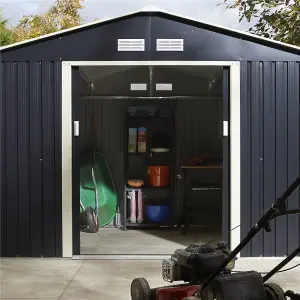 10 x 8 Double Door Metal Apex Shed (Dark Grey)