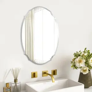 Robbyn Oval Glass Framed Wall Mounted Bathroom Mirror in Silver