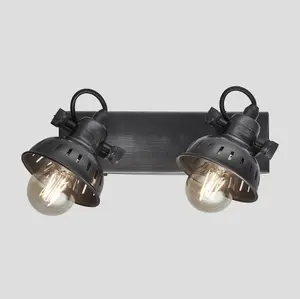 Industville Swivel Spotlight Flush Mount/Wall Light, Double, Pewter