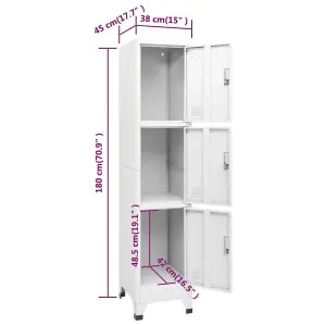 Berkfield Locker Cabinet with 3 Compartments 38x45x180 cm