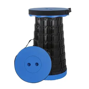 Blue Portable Telescopic Stool, Collapsible Plastic Stool for Hiking, Fishing, Camping