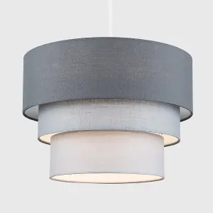 ValueLights Aztec 3 Tier Modern Dark Grey Fabric Ceiling Pendant Light Shade