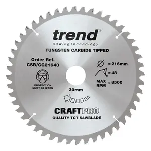 Trend CraftPro Mitre Saw Blade 216 x 30mm x 24T/48T/60T (Pack 3)