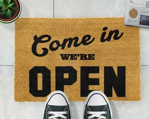 We're Open Doormat - Regular 60x40cm