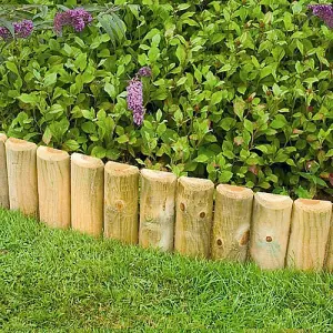 Pack of 3 Wooden Log Picket Fence Panels Garden Wood Lawn Border Flower Edging Fencing Easy To Fix Timber  - 150 X 1000 mm