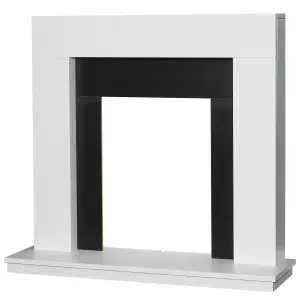 Adam Malmo Fireplace in White & Black/White, 39 Inch