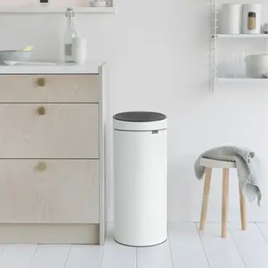 Brabantia Touch Tall White Metal Bin - 30L Freestanding