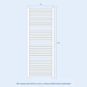 Nes Home 1600 x 500 mm Central Connection Designer Towel Radiator White Single Straight