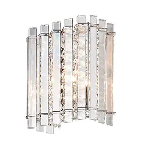 Luminosa Hanna Wall Clear Crystal (K5) Glass & Chrome Effect Plate 1 Light Dimmable IP20 - G9