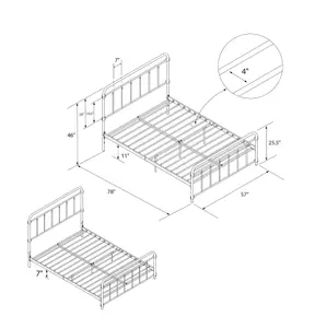 Wallace Metal Bed White, Double