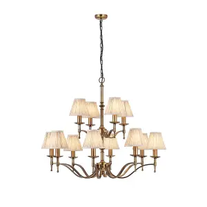 Luminosa Stanford 12 Light Multi Arm Chandelier Antique Brass Finish, E14