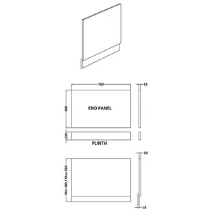 800mm Bath End Panel Midnight Blue