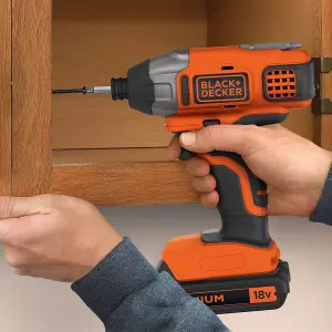 Black+Decker 18V Li-ion Brushed Cordless Impact driver (1 x 1.5Ah) - BDCIM18