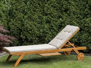 Sun Lounger with Cushion Wood Beige CESANA