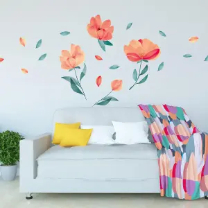 Walplus Watercolour Peach Flowers Wall Stickers Mural Decal