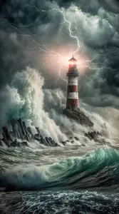 Lighthouse Beacon In The Storm- One roll digital mural