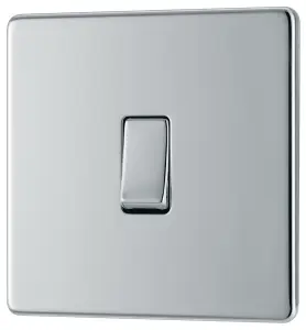 BG Electrical FPC12 Nexus Screwless Flat-Plate 2 Way 10A Single Light Switch Polished Chrome