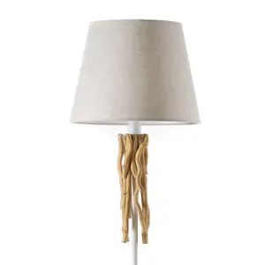 Luminosa Woody Floor Lamp with Tapered Shade White