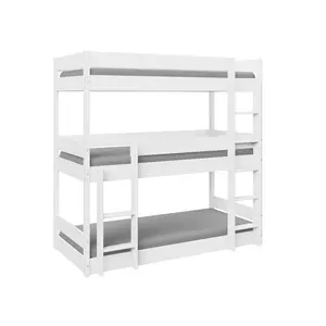 Kansas Single (3') Triple Sleeper Bunk Bunk Bed White