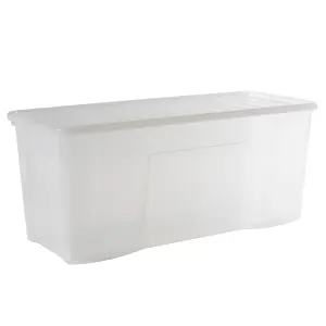 Wham Crystal Clear Rectangular 133L XL Plastic Stackable Storage box with Lid