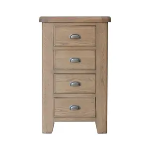 Home Source Holcombe Oak 4 Drawer Tall Narrow Chest of Drawers