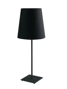 Luminosa ELVIS Table Lamp with Round Tapered Shade Black, Fabric Lampshade 24x63.5cm