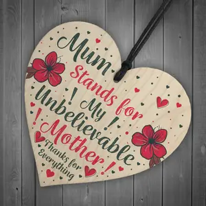 Red Ocean Mum Mother Gifts From A Daughter Or A Son Wooden Heart Sign Gift For Mothers Day Mum Birthday Gifts