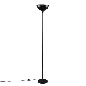 ValueLights Forseti Modern Matt Black Uplighter Floor Lamp with Bowl Shaped Shade